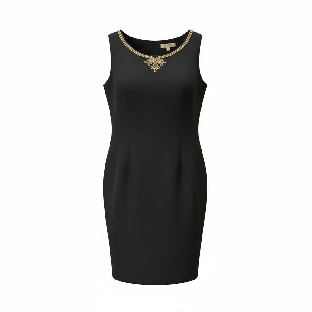 Kasper Black Dress with Gold Embellishment